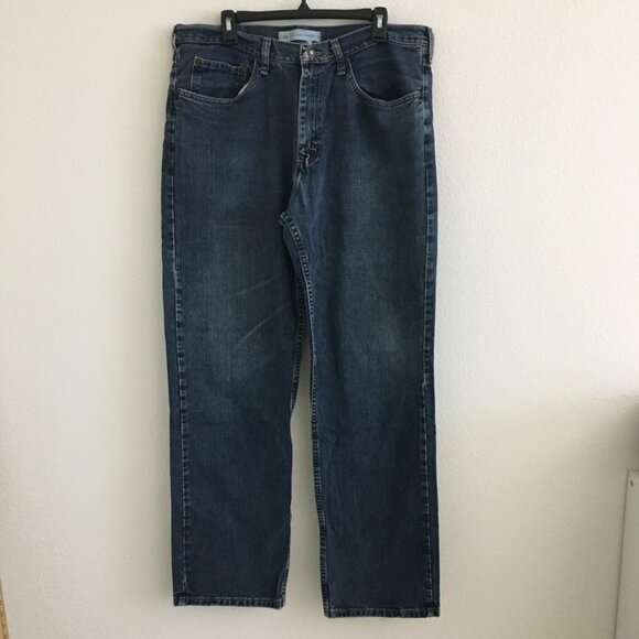 LEE Mens Relaxed Straight Leg Jean 36 x 34 (Actual inseam 32) Dark Blue Denim - Picture 1 of 12